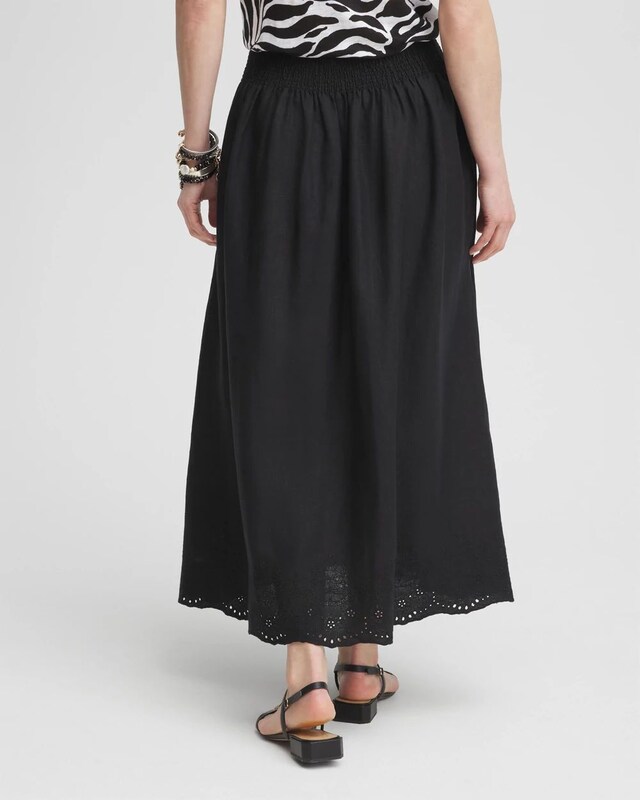 Linen Embroidered Scallop Hem Skirt - image 3